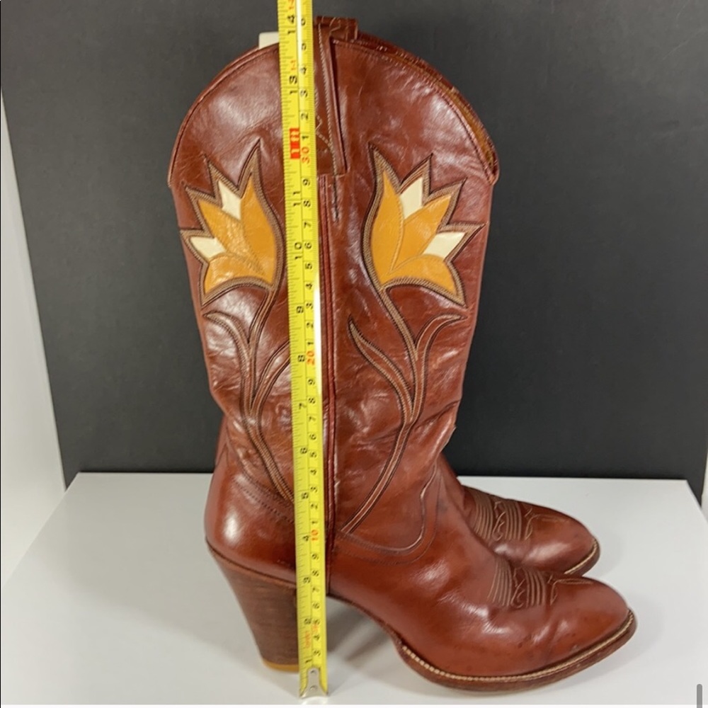 Dan Post Women’s Leather Mid Calf Brown Cowboy Boots Sz 8 EUC - Picture 9 of 13